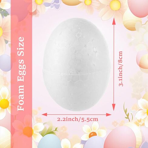 Youhthye 40pcs بيض الرغوة للحرف اليدوية 3.15 بوصة الرغوة البيض البيض البيض البيض الحرف الرغوة البيض البوليسترين بيض الرغوة Laege Laege Begk Bott in Kuwait
