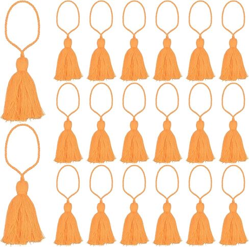 uxcell 20Pcs Chunky Bookmark Tassels 4.3 Inch Hanging Loop Small Tassels Soft Mini Tassels for DIY Craft, Jewelry Making, Graduation Handmade, Light Orange in Saudi Arabia
