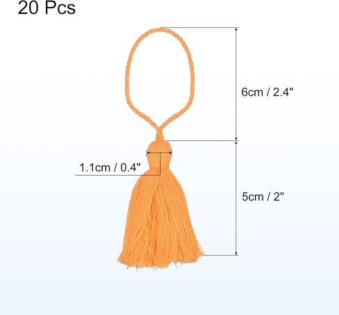 uxcell 20Pcs Chunky Bookmark Tassels 4.3 Inch Hanging Loop Small Tassels Soft Mini Tassels for DIY Craft, Jewelry Making, Graduation Handmade, Light Orange in Saudi Arabia