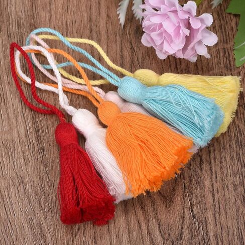uxcell 20Pcs Chunky Bookmark Tassels 4.3 Inch Hanging Loop Small Tassels Soft Mini Tassels for DIY Craft, Jewelry Making, Graduation Handmade, Light Orange in Saudi Arabia