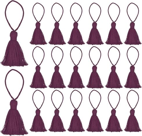 uxcell 20Pcs Chunky Bookmark Tassels 4.3 Inch Hanging Loop Small Tassels Soft Mini Tassels for DIY Craft, Jewelry Making, Graduation Handmade, Light Orange in Saudi Arabia