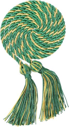2Pcs/ 6Pcs Graduation Multi Color Braided Honor Cords with Tassel for High School Bachelor Master Doctor 68" Long (6, Emerald Green Gold) in Kuwait