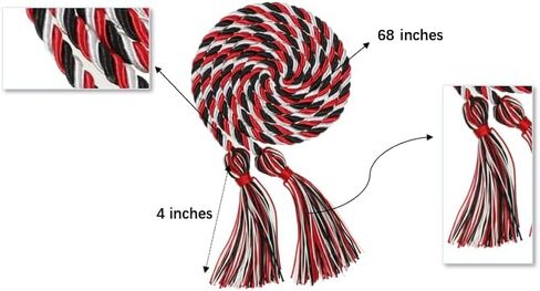 2Pcs/ 6Pcs Graduation Multi Color Braided Honor Cords with Tassel for High School Bachelor Master Doctor 68" Long (6, Emerald Green Gold) in Kuwait