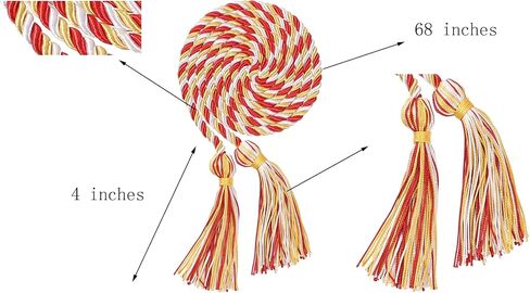 2Pcs/ 6Pcs Graduation Multi Color Braided Honor Cords with Tassel for High School Bachelor Master Doctor 68" Long (6, Emerald Green Gold) in Kuwait