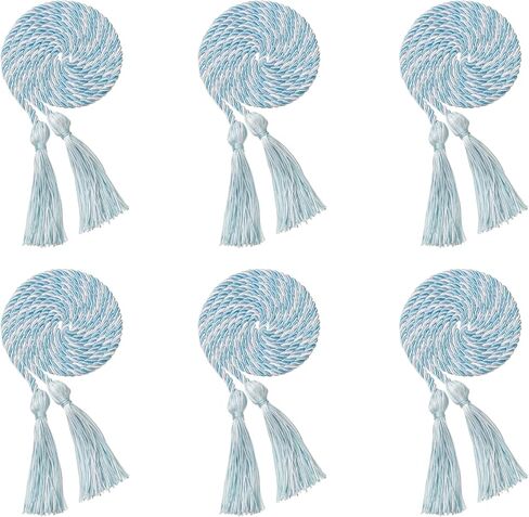 2Pcs/ 6Pcs Graduation Multi Color Braided Honor Cords with Tassel for High School Bachelor Master Doctor 68" Long (6, Emerald Green Gold) in Kuwait