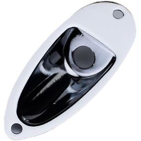 Guyker Guitar Oval Curved Metal Jack Plate Jackplate Socket for Electric Guitar Bass Replacement Parts, HJ001 black