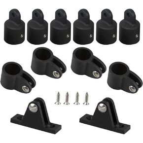 Bimini Top Hardware Marine Boat Bimini Top Jaw Slide, Cap Eye End, Deck Hinge Black Nylon 7/8 or 1 Inch 12 Pcs Set