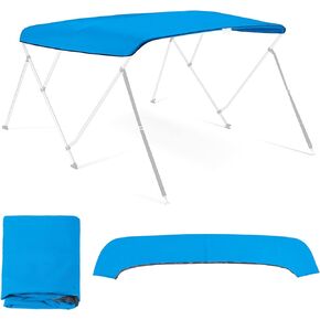 3 Bow Bimini Top Replacement Cover, Bimini Tops for Pontoon Boats 6 Foot Long Durable Marine Grade Sun Shade Boat Canopy Easy Install Zipper Sleeves with Bimini Storage Boot Cover