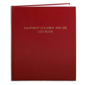 BookFactory Equipment Cleaning and Use Log Book - 120 Pages 8" x 10" Red Cover Section Sewn Hardbound (LOG-120-SCS-A-LRT60-(Cleaning))