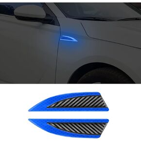 Car Safety Reflective Trim Sticker Carbon Fiber Side Marker Safety Warning Anti-Collision Strip Protection Reflector Guard for Car SUV Pickup Truck,Exterior Accessories(2PCS,Blue)