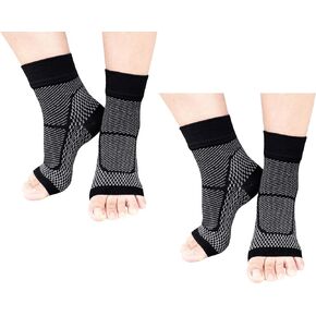 Compression Socks 2 Pairs Women Men Open Toe Compression Foot Sleeves for Ankle Relief Running Flight Travel