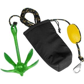 Marine Green Kayak Anchor Kits 7 lb Folding Anchor Accessories with 50 ft Rope for Fishing Kayaks, Canoe, Jet Ski, SUP Paddle Board and Small Boats
