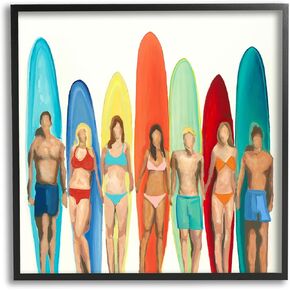 Stupell Industries Surfers & Boards Summer Black Framed Giclee Art Design by Randy Hibberd