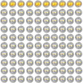 Meerkatt 3/4 Inch Round Mini 3 LED Side Marker Lights with Stainless Chrome Bezel Sealed For Trailer Pickup Truck Lorry Boat 12V DC