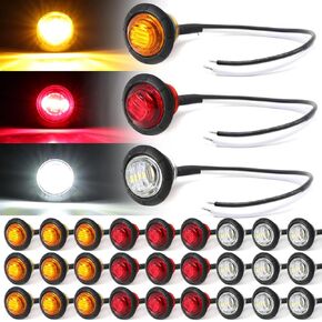 MADCATZ (Pack of 20) 3/4 Inch Round Amber LED 3 Diodes Small Trailer Side Marker Lights Sealed Flush Mount Shockproof 12V DC Truck Caravan Lorry Bus Grommet Bulbs