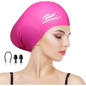 Extra Large Swimming Cap for Long Hair by KOOLSOLY,Large Silicone Swim Cap for Women Girls Men and Adult Special Design for Very Long Thick Curly Hair&Dreadlocks Weaves Braids Afros