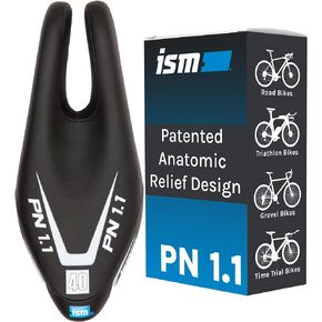 ISM PN 1 & 1.1 Series Narrow Road Bicycle Seat For Men and Women - Noseless Bike Seat With Optimal Leg Clearance for Road, Time Trial, Triathlon, and Gravel Bikes - Features Patented ISM Saddle Design