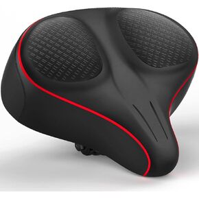 Xmifer Oversized Bike Seat - Comfortable Bicycle Saddle, Middle Groove Design, 2.95" Thick Memory Foam, Universal Fit Indoor Outdoor, Exercise or Road Bikes