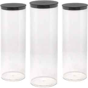 Prestige Import Group - 3" x 6.25" Transparent Clear Plastic (PETG) Storage Tubes with Black Lid - 4 Pack