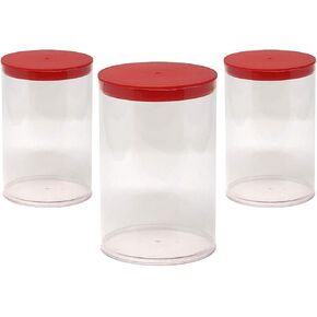 Prestige Import Group - أنابيب تخزين بلاستيكية شفافة مقاس 3 × 6.25 بوصة (PETG) مع غطاء أحمر - 4 عبوات in Kuwait