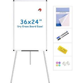 VIZ-PRO Magnetic Whiteboard Easel, 36 x 24 Inches, Portable Dry Erase Board Height Adjustable for School Office and Home