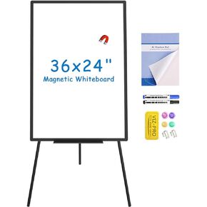 VIZ-PRO Magnetic Whiteboard Easel, 36 x 24 Inches, Portable Dry Erase Board Height Adjustable for School Office and Home