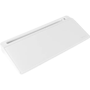 VIVO Glass 16 x 7 inch Dry Erase Board with Storage, Desktop Whiteboard Organizer with Hidden Compartments and Device Slot, DESK-WB16A
