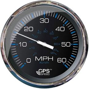 Faria Beede "33761 Chesapeake Stainless Steel Speedometer (60 MPH) Studded - 5"", Black