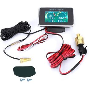 DC 9V-36V 4-In-1 Car Instrument Car LCD Digital Display Voltmeter Fuel Gauge Water Temp Oil Pressure Meter for Selecting the Existing Vehicle