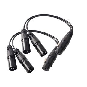 Devinal XLR Splitter Female to 2 Male Cable, XLR Female to Dual XLR Male Balanced Patch Y Cable, 3 PIN XLR Jack to 2 XLR Plugs Adaptor Cord - 1 Feet 2 Pack