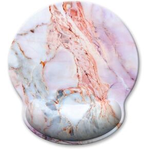 Ergonomic Mouse Pad with Wrist Support, Floral Memory Foam Wrist Rest Mouse Pads, Cute Computer Laptop Office Accessories Decor, Pain Relief Mousepad for Gaming Work Women Girls, Pink Flower