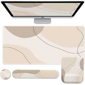 iCasso Ergonomic Keyboard Wrist Rest Pad, Soft Memory Foam with Wrist Support for Easy Typing and Pain Relief, Non-Slip Keyboard Pad for Computer, Laptop, Home&Office (Brown)