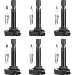 Ignition Coil Packs Iridium Spark Plugs Fits for 1999 2000 2001 2002 2003 2004 2005 2006 2007 Honda Odyssey, 2000-2003 Honda Accord Ignition Coils Spark Plugs 3.5 3.0 V6 Replaces# UF242 - Set of 6