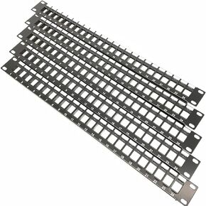 5 عبوات من لوحة تصحيح Keystone أو حامل على الحائط 24 منفذ UTP (لوحة تصحيح فارغة غير محمية للوحة Keystone Jacks UTP Keystone) - أسود