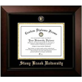 Campus Images Stony Brook University 10w x 8h Legacy Black Cherry Gold Embossed Diploma Frame
