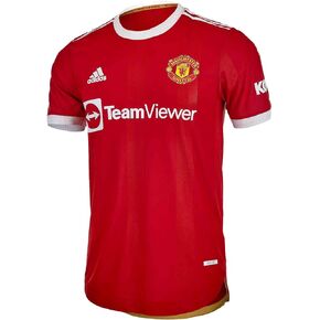 adidas Men's Manchester United Home Authentic Soccer Jersey 2021/22 (Large) Red