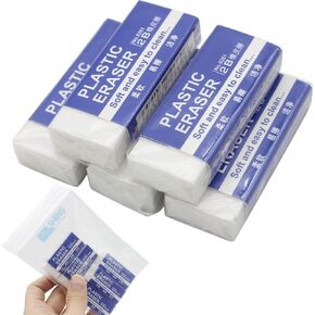 2-Inch Soft Plastic Eraser Set, 5.2CM White PVC Plastic Rubber 2B Pencil Eraser Student Drawing Tool for Universal Use in Schools Sketches Paintings Fine Arts Homes and Offices, 5 Pcs in Pack