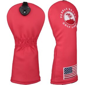 OGECLF Red Leather with Embroidery Golf Club Driver Fairway Wood Hybrid Head Covers 1 3 5 UT Covers