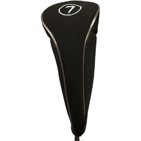 Black Golf Zipper Head Cover #7 Fairway Wood Metal Headcover Neoprene Traditional Plain Protective Cover Fits All Fairway Golf Clubs for Golfing Buddies
