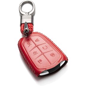 Vitodeco Genuine Leather Smart Key Fob Case Cover Compatible for Cadillac XT4, Cadillac XT5, Cadillac XT6 2019 - 2025 with Key Chain Clip (6 Buttons, Black)
