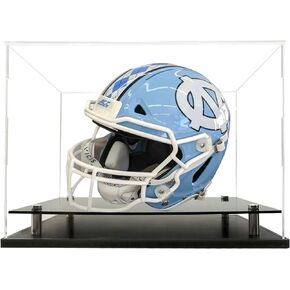 Mini Helmet Display case,Acrylic Mini Football Helment Display case Features a PVC Base with Silver risers,Free Name Plate UV Protection Showcase.