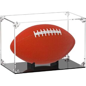 FEMELI Football Display Case Acrylic Box Holder for Full Size Football (Watch Video to Assemble)