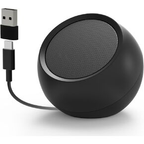 USB C Computer Speakers for Desktop PC | Small Plug-N-Play Laptop Speakers with Crystal-Clear Sound, Loud Volume, Rich Bass, Compatible with Windows, macOS, ChromeOS – [USB to USB C Adapter Included]