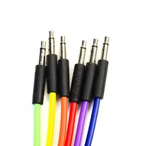 كابلات تصحيح السيرة الذاتية Slimline متعددة الألوان مع موصلات سوداء، سلاسل تصحيح معيارية Eurorack، 6 عبوات (11.8 بوصة) in Kuwait