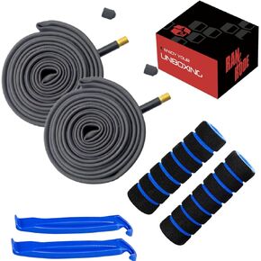 أنبوب دراجة 26 بوصة 26 × 1.95-2.125 أنبوب دراجة 2 حزمة لأنابيب الدراجة الجبلية صمام شريدر 2 رافعة الإطارات، غطاء مقبض المقود من فروم in Kuwait