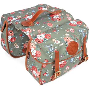 TOURBON Waterproof Canvas Bicycle Bike Rear Seat Carrier Bag Cycling Double Pannier Bag Pack