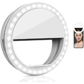 Selfie Ring Light, Portable Clip Selfie Light with 36 LED for Live Streaming, Zoom Meeting,Smart Phone,Laptop, Make up, 3 Lighting Mode