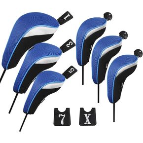 Andux 6pcs/Set Golf Hybrid Club Head Covers and Wood Club Head Covers (3 Hybrid Covers + 3 Wood Covers)