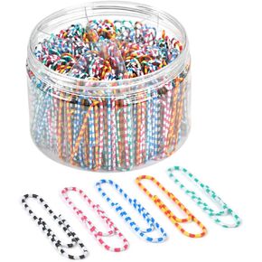 300 قطعة من مشابك الورق، 2 بوصة من مشابك الورق الملونة مع صندوق تخزين للملفات والأوراق والمدرسة ومستلزمات المكاتب، ومشابك ورق ضخمة مطلية بالفينيل بألوان متنوعة (مخططة) in Kuwait