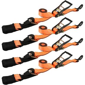 munirater 4 Pack Silvery General Axle Tie Down Combo Strap with Snap Hook Heavy Duty Tie Down Strap Kit 3,300 Pound Working Load 2 Inch x 114 Inch